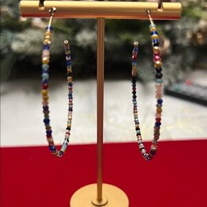 Colorful Beaded Hoop Earrings